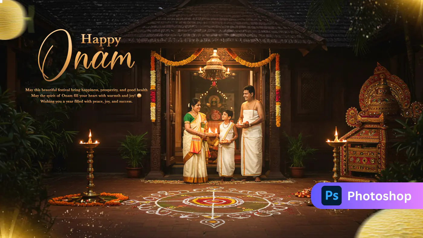 Happy Onam Festival template Traditional Kerala Onam Rituals