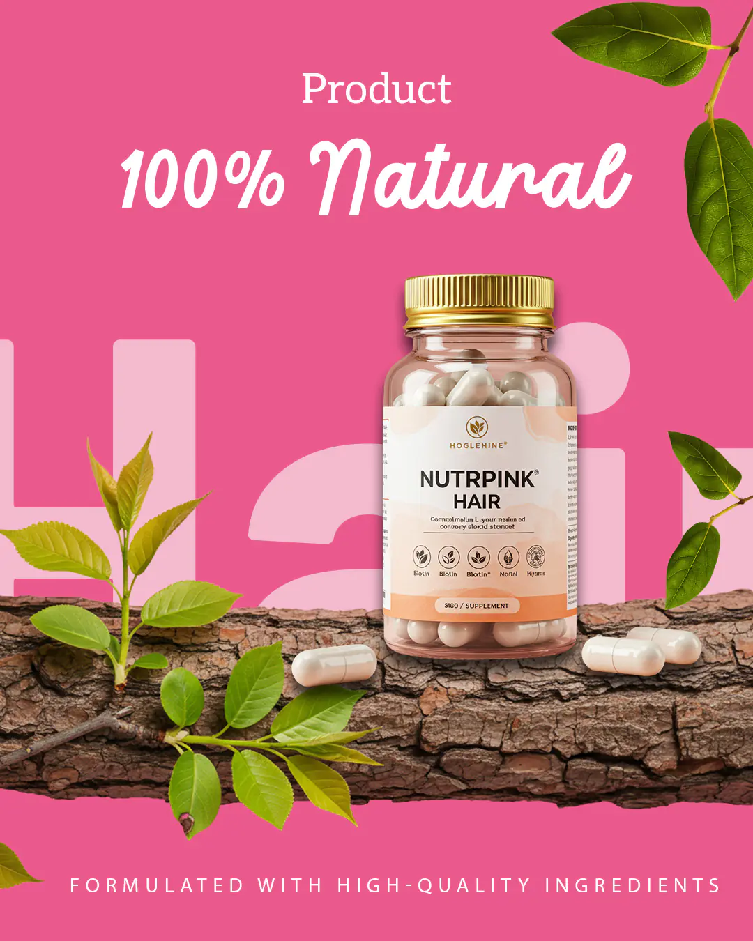 Natural Hair Supplement Ad Template