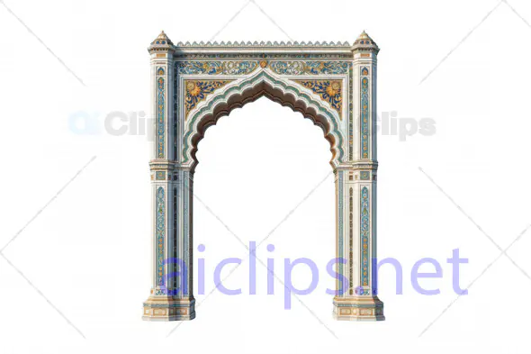 Elegant 3D Arch Model with Traditional Indian Floral Design
