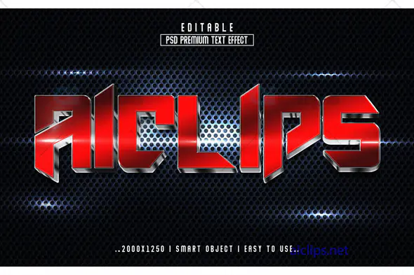 Metallic Red Text Effect PSD