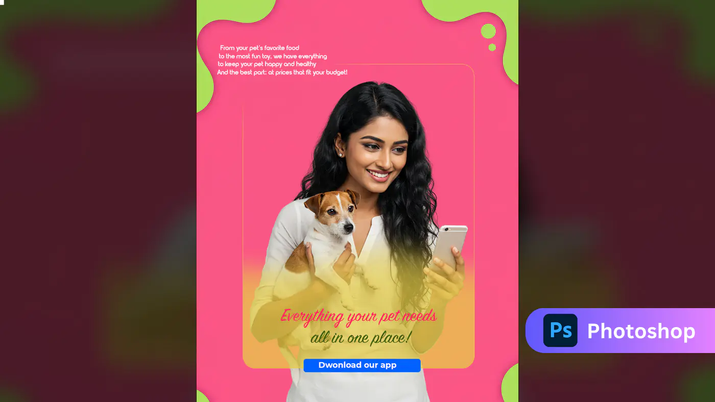 Pet Care App Banner PSD Template