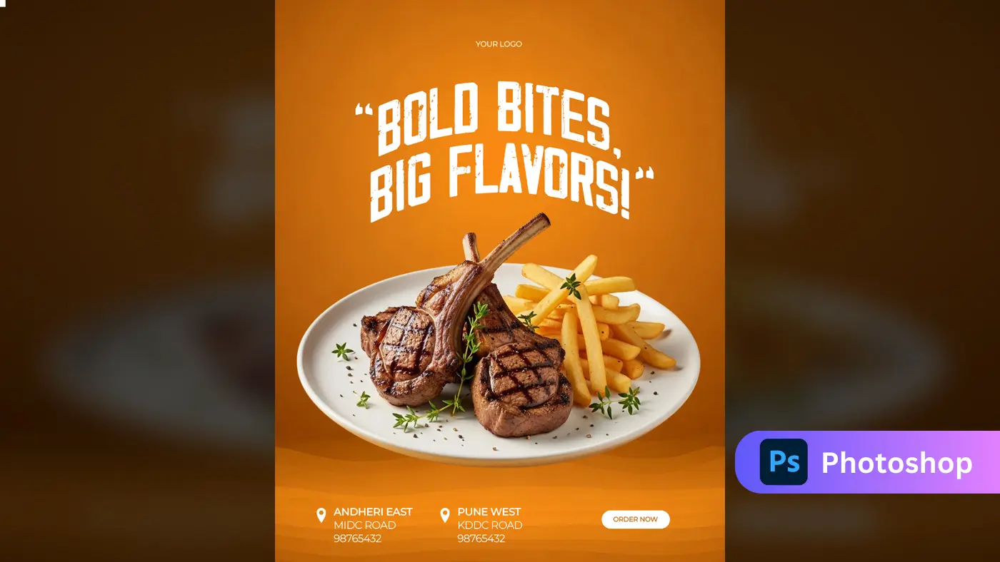 Grilled Meat Dish Promotional Template