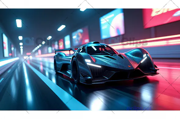 High-Speed Futuristic Hypercar on Neon Highway