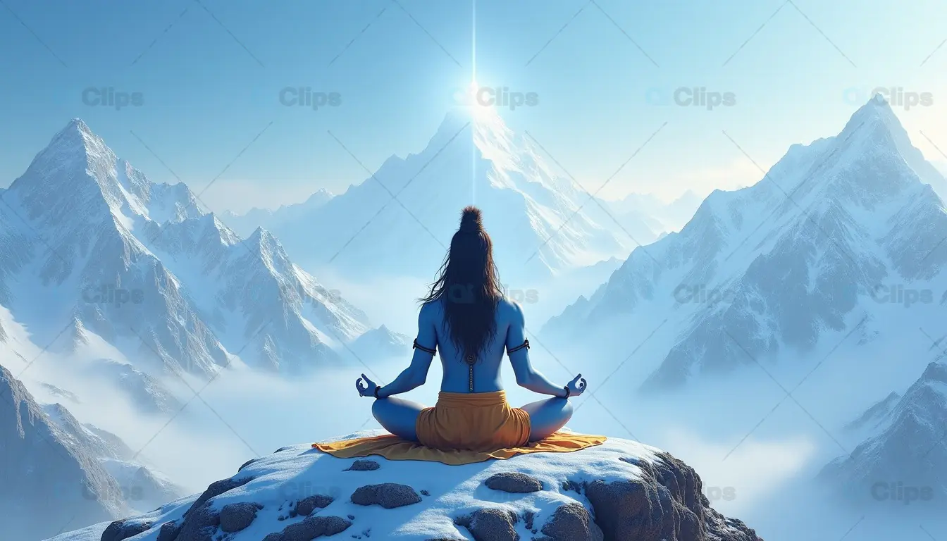 Lord Shiva Meditating in the Himalayan Mountains