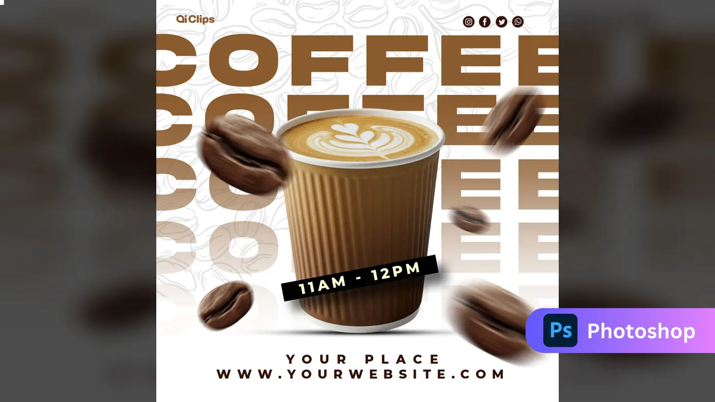 Artisanal Coffee Shop Promotional Template with Latte Art