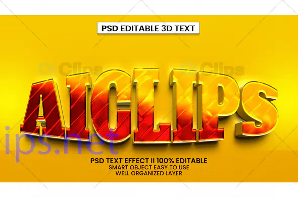 3D Yellow Text Effect PSD