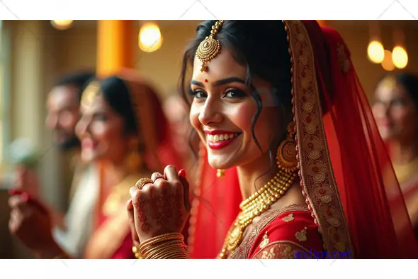 Beautiful Indian Bride in Traditional Red Saree