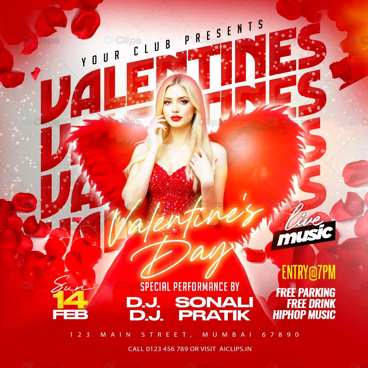 Valentine's Day Party Flyer PSD Template