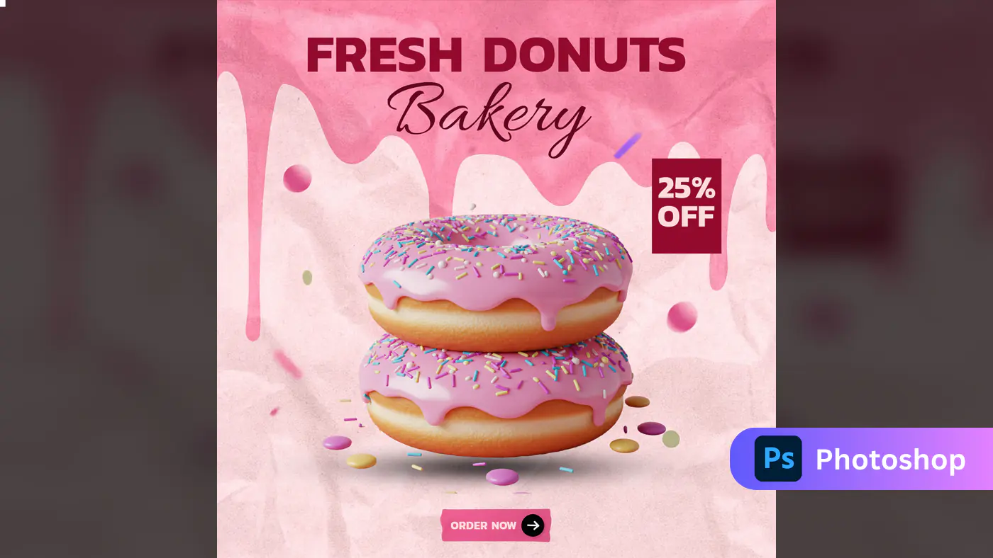 Pink Donut Bakery Promo Template