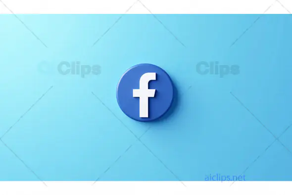 3D Facebook Logo on Minimalist Blue Background