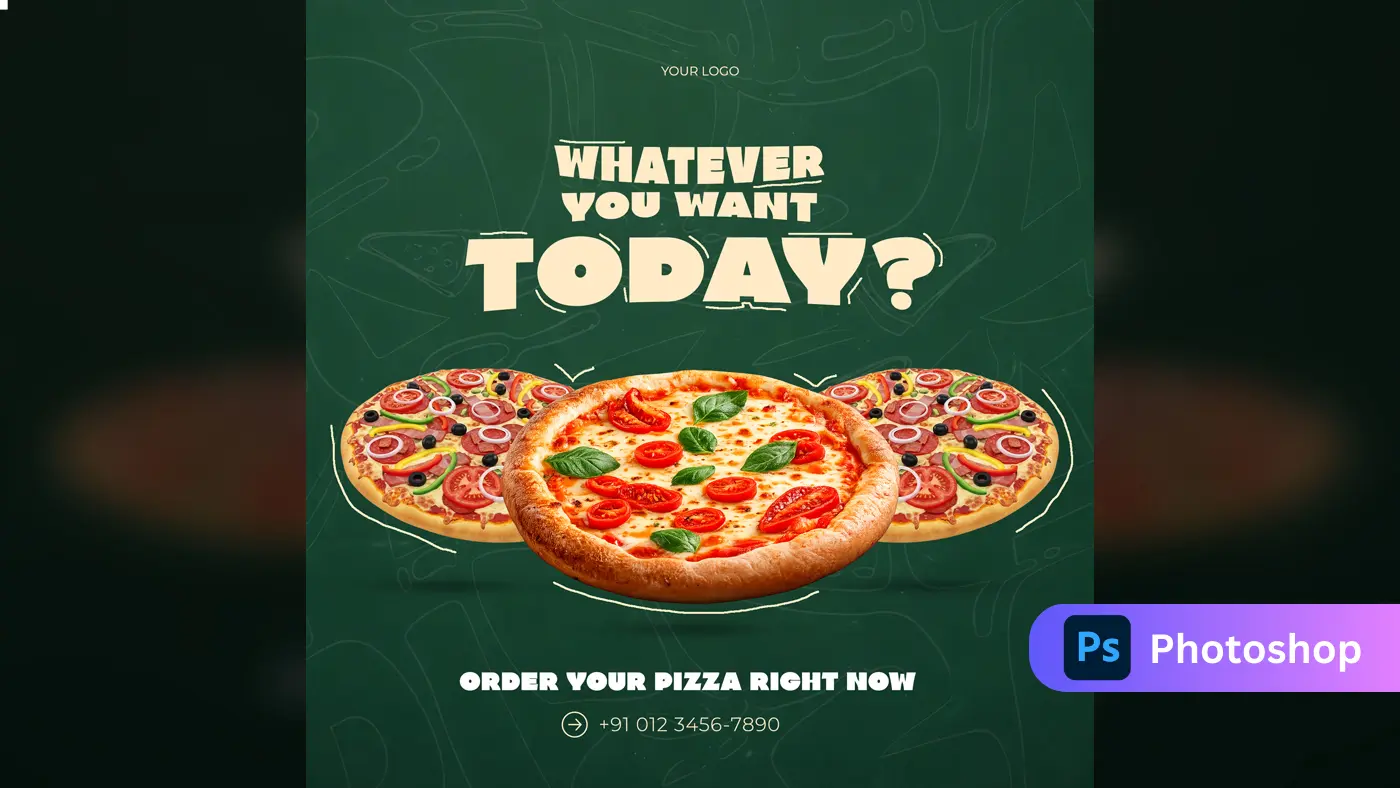 Vibrant Pizza Menu Social Media Template