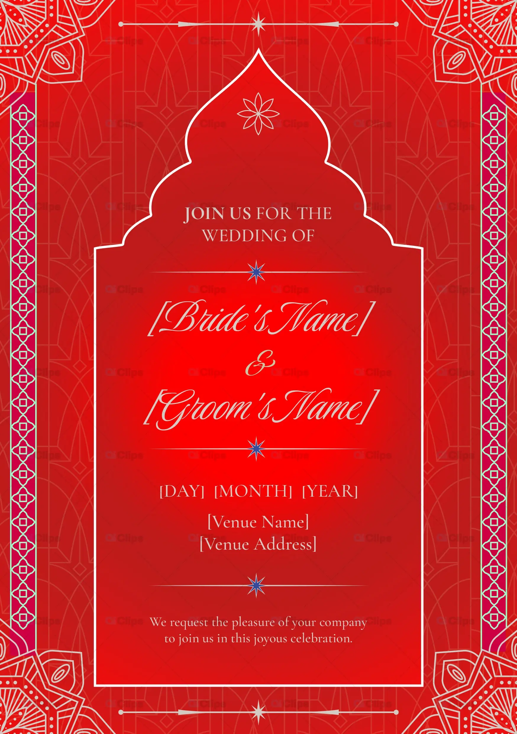Royal Red Wedding Invitation Template
