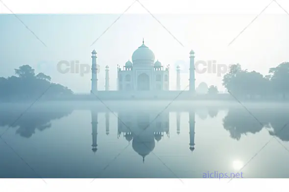 Taj Mahal in Misty Reflection