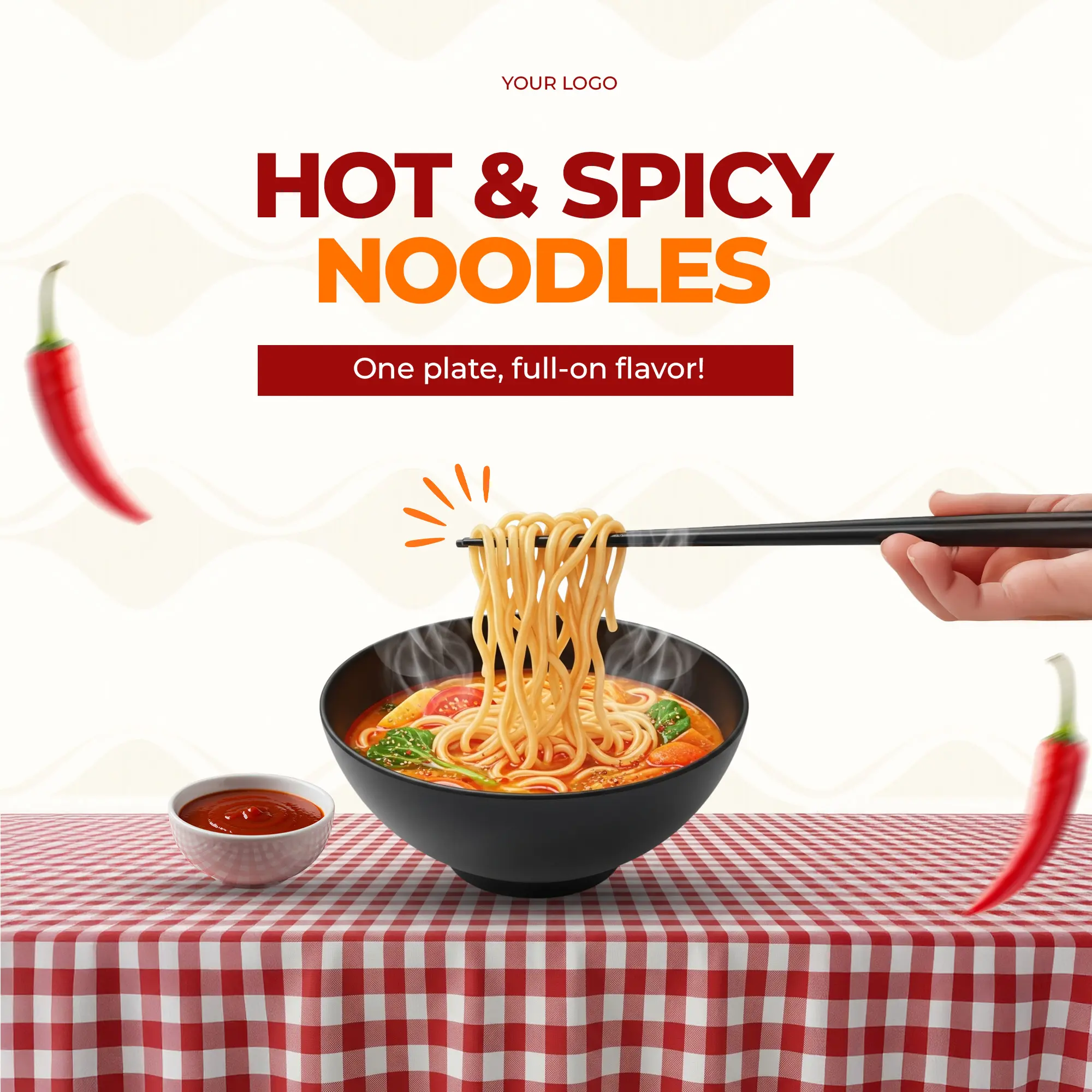 Spicy Noodle Dish Social Media Ad