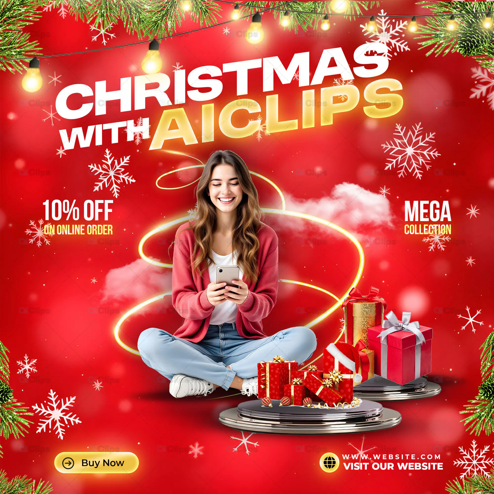 Christmas Sale Promotional Banner PSD Template