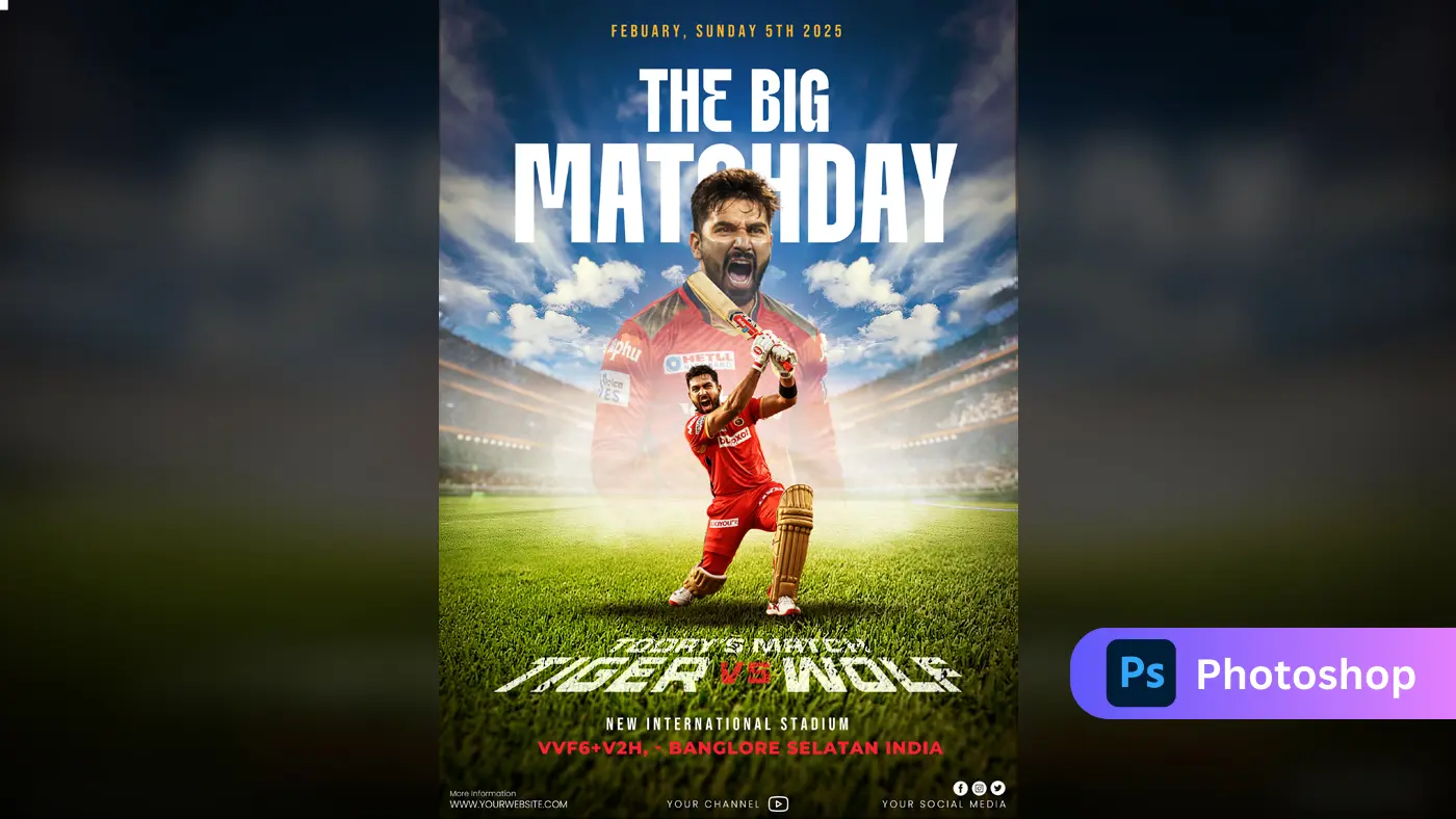 Dynamic Cricket Matchday Photoshop Template