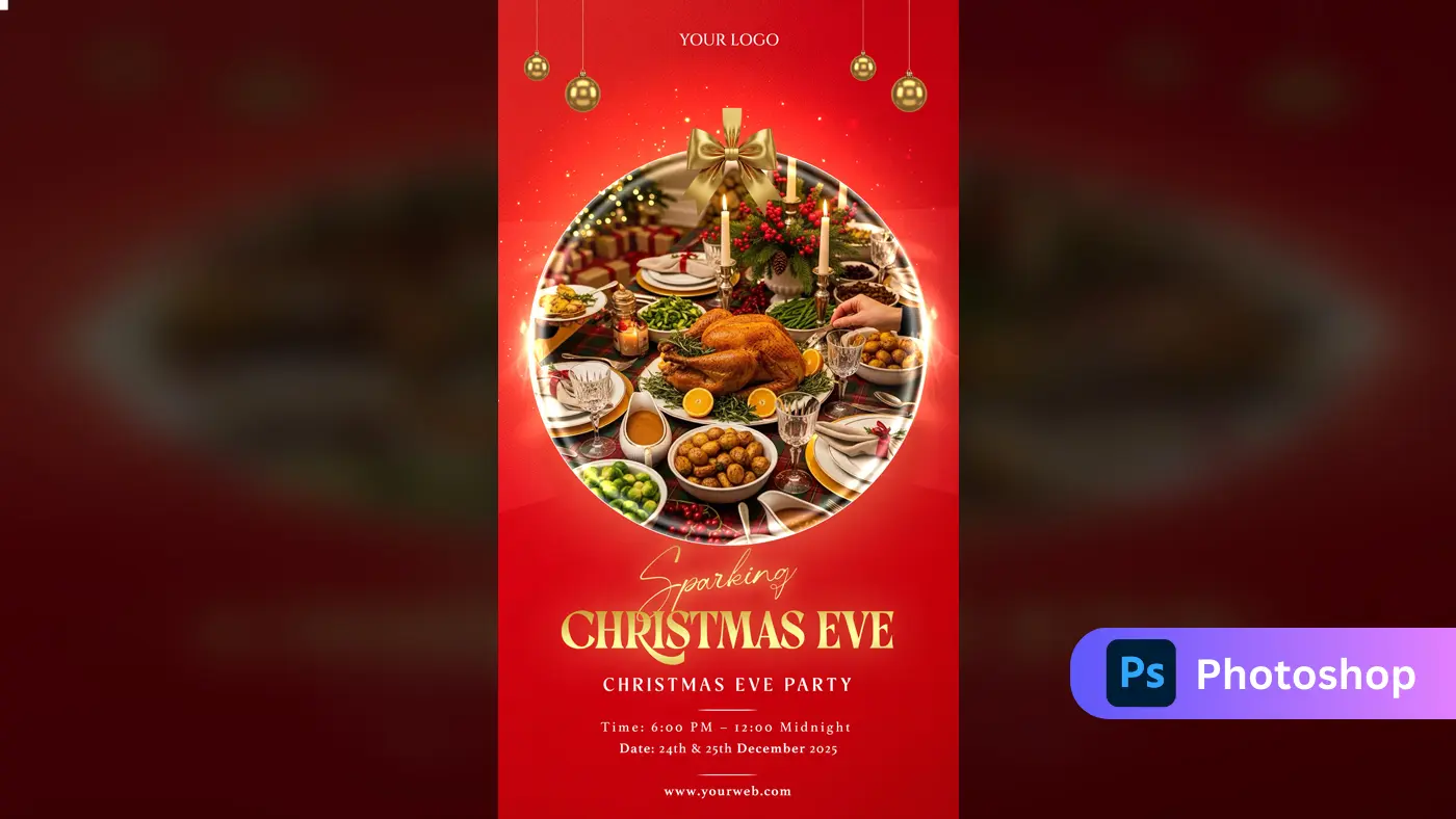 Luxurious Christmas Eve Dinner Invitation Template
