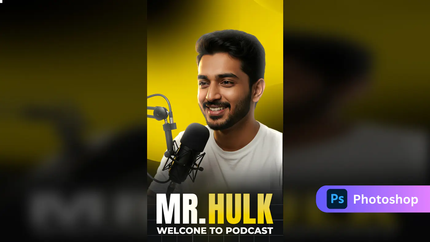 Podcast Cover Template Featuring Indian Host with Mic