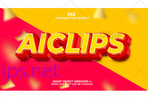 Bold 3D Red and Yellow Text Effect PSD