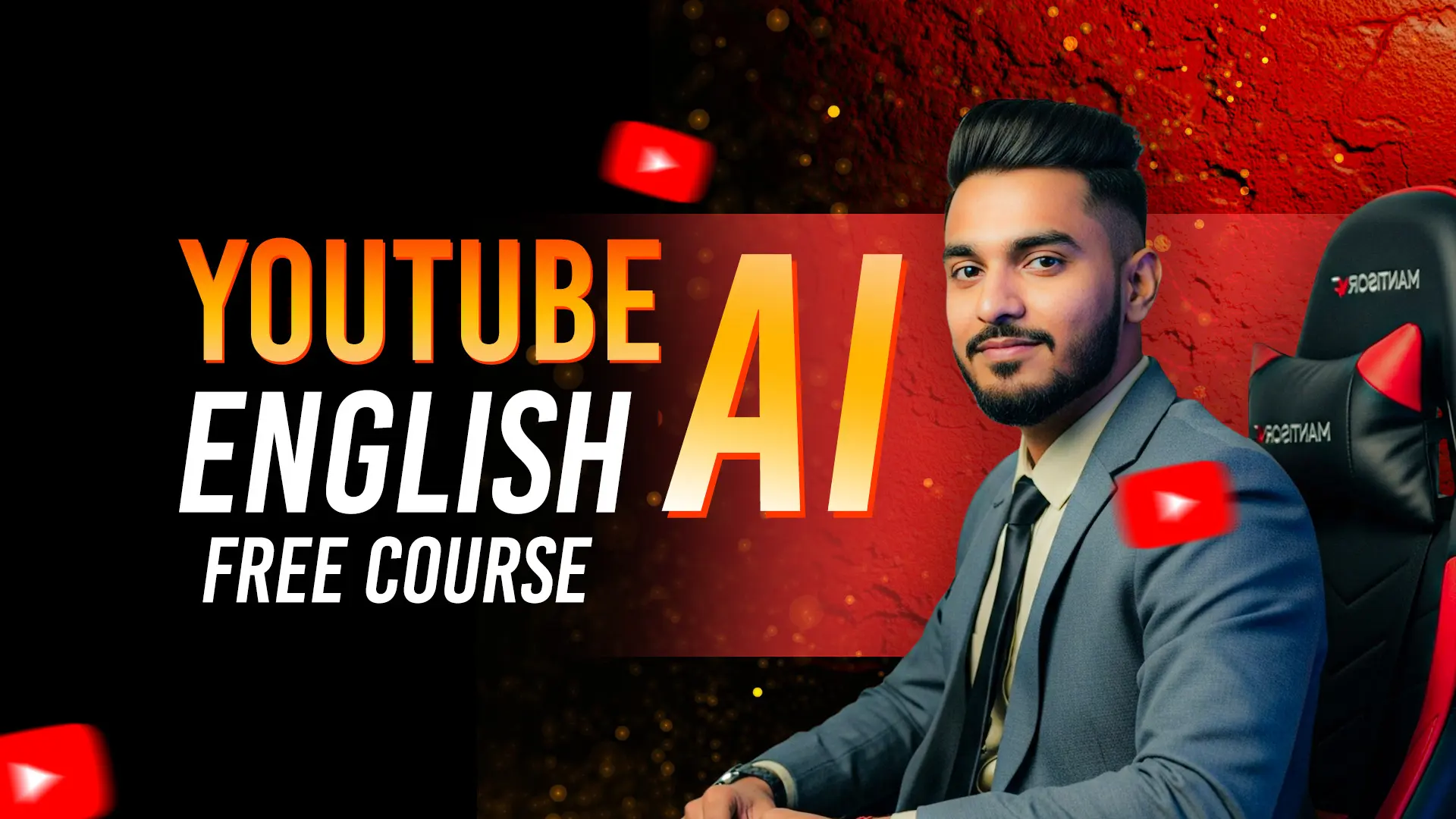 AI English Course YouTube Thumbnail Template