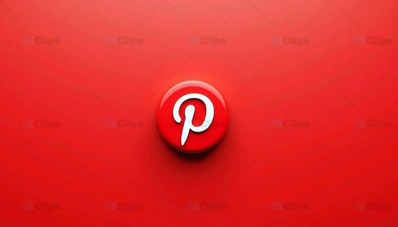 Minimalist 3D Pinterest Logo on Red Background