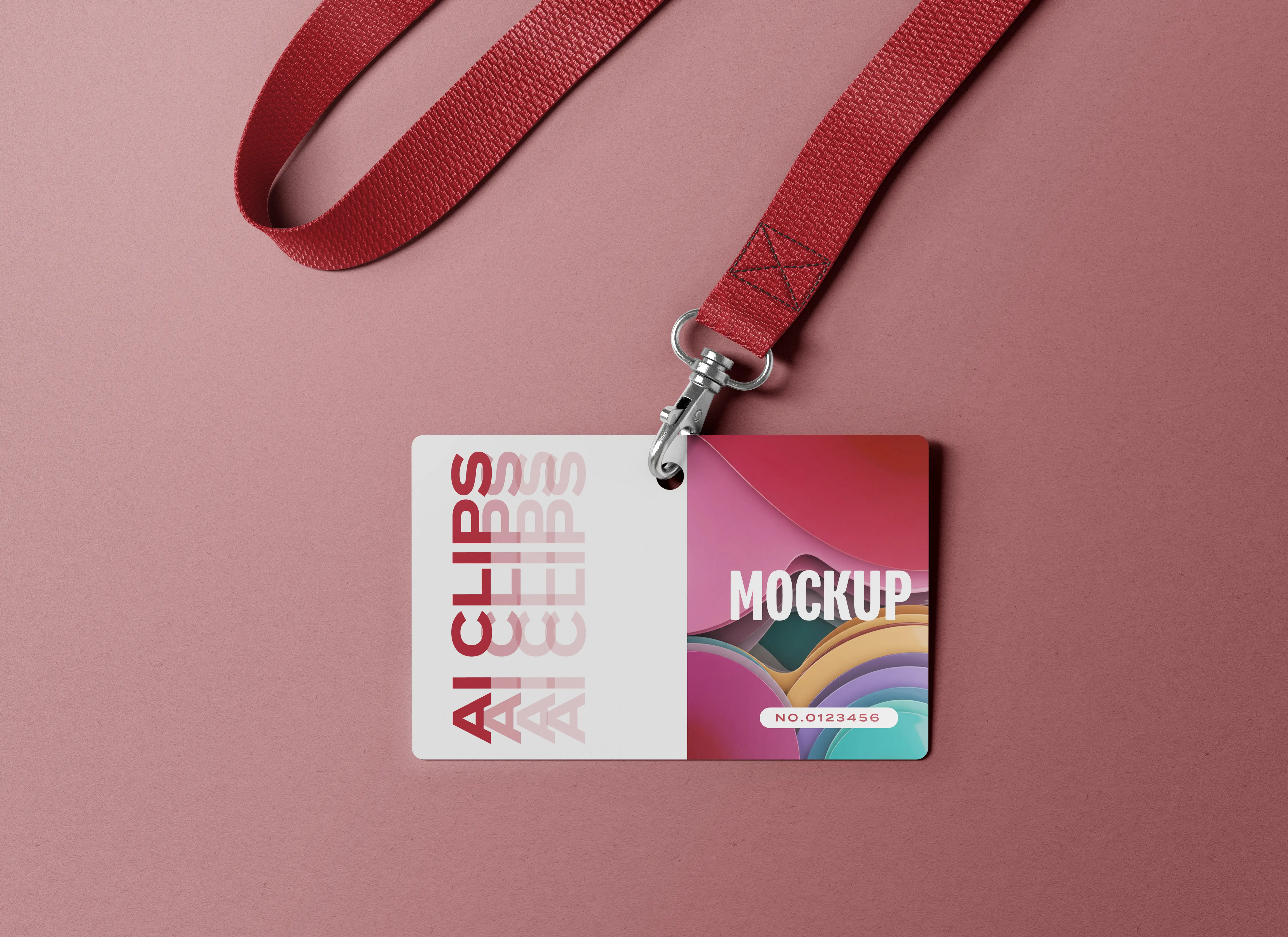ID Card Mockup with Red Lanyard