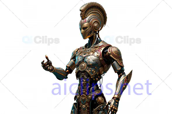 Regal 3D Cyber Warrior with Ornate Armor and Royal Accents