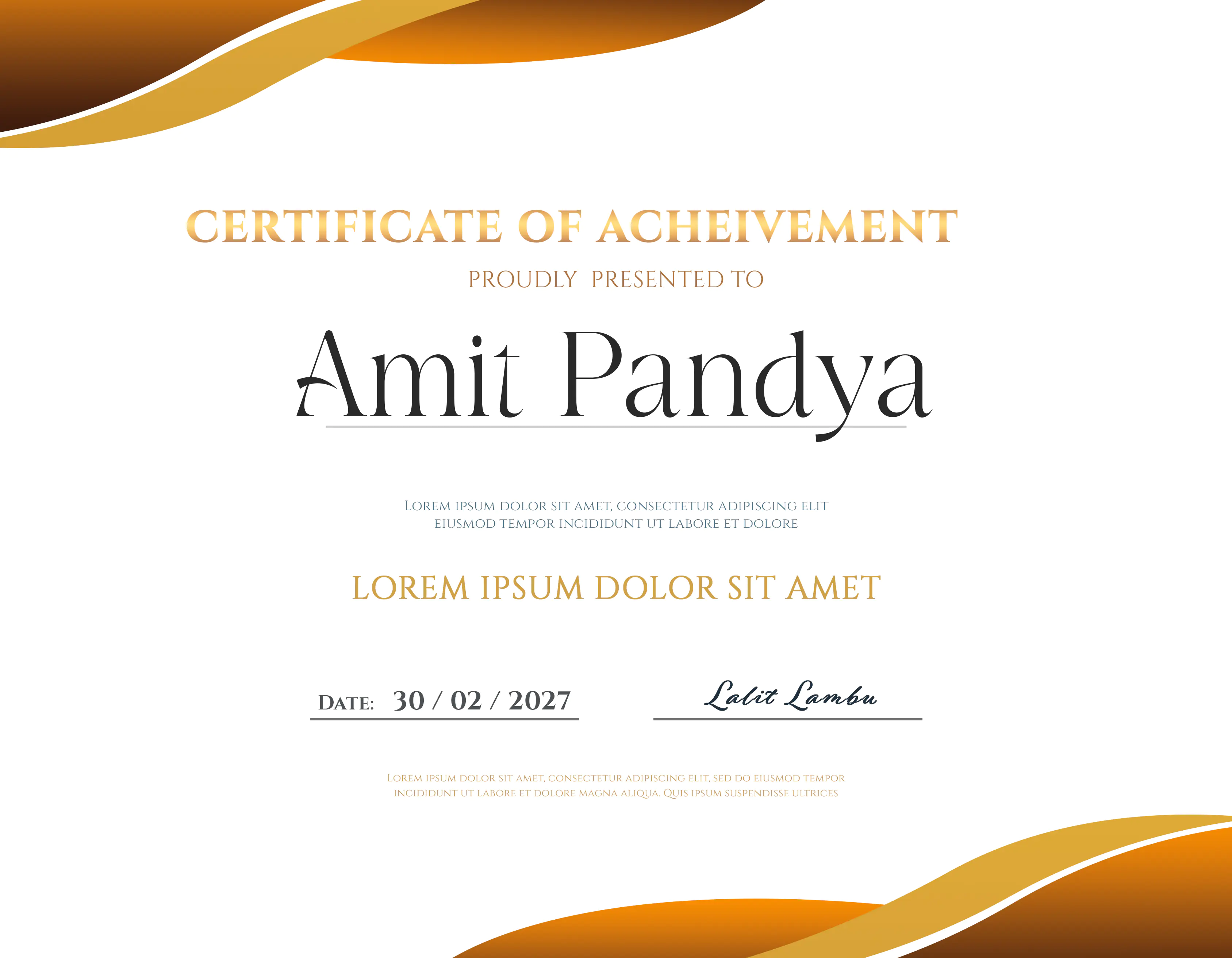 Golden Wave Achievement Certificate