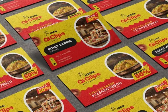 Elegant Restaurant Business Card Photoshop PSD Template | AIClips