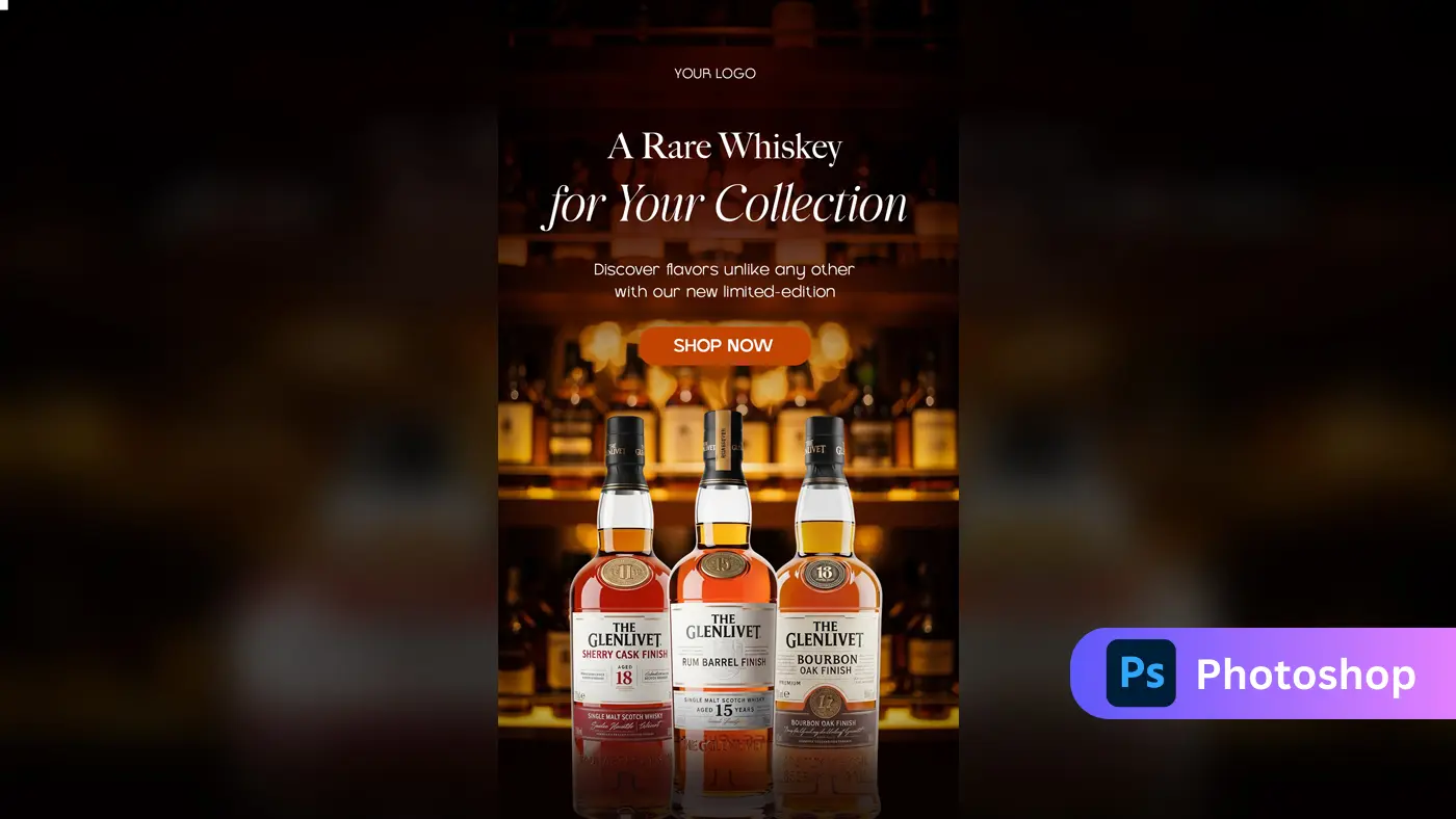 Elegant Whiskey Collection Ad Design