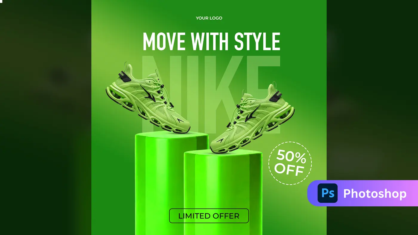Neon Sport Shoe Ad Template