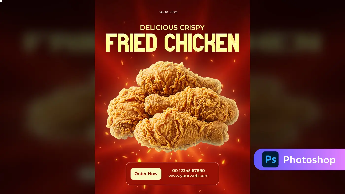 Spicy Fried Chicken Restaurant Advertisement Template