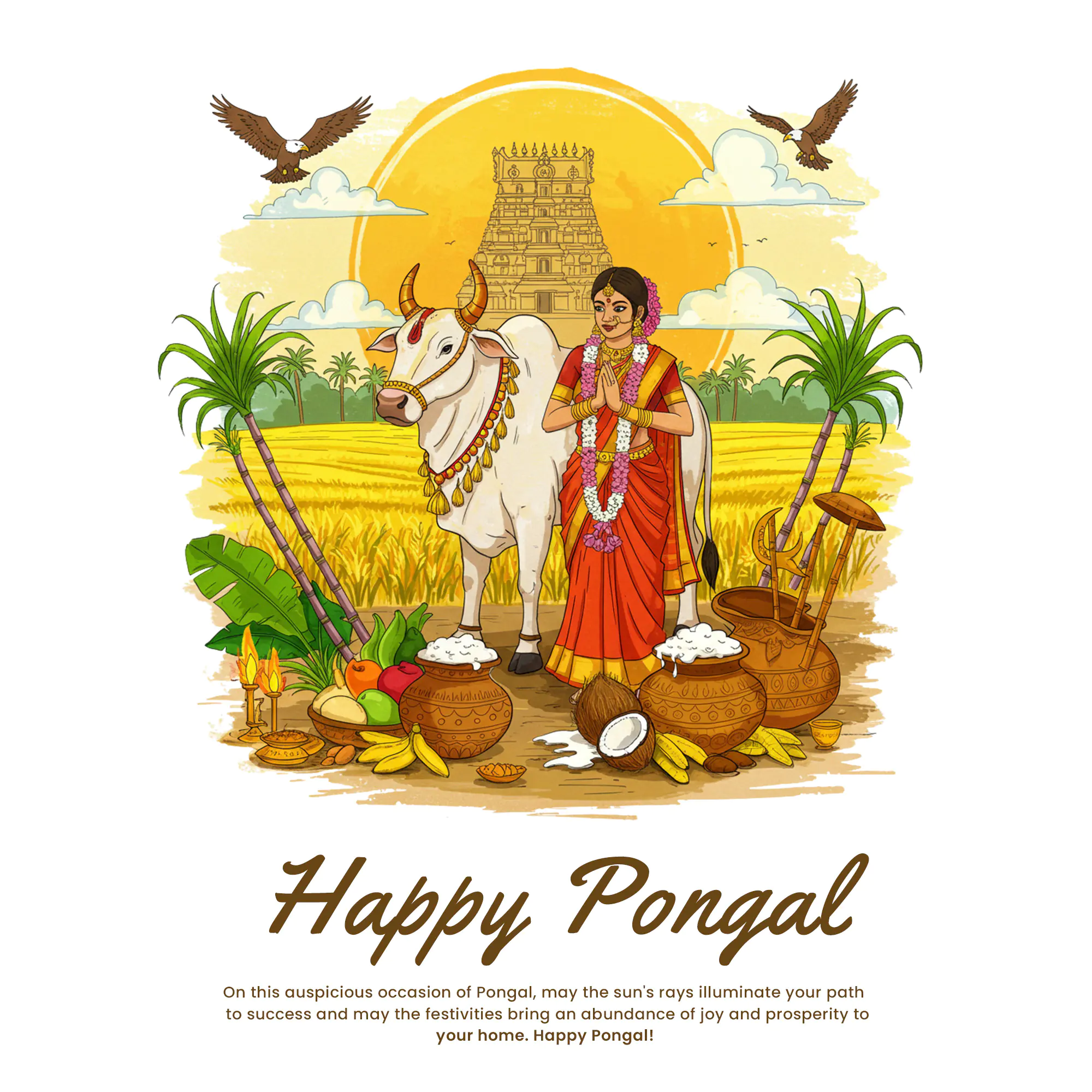 Pongal Festival Celebration Illustration