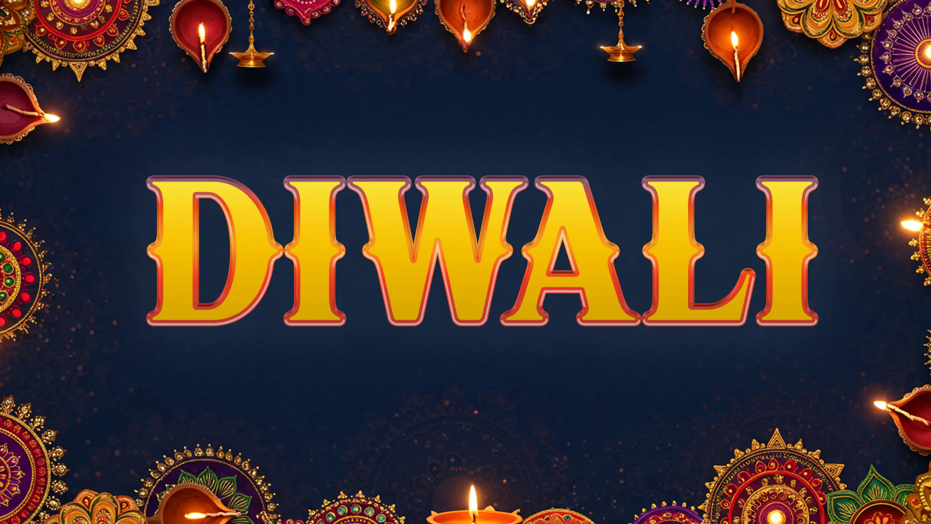 Golden Embossed Diwali Text Effect Template