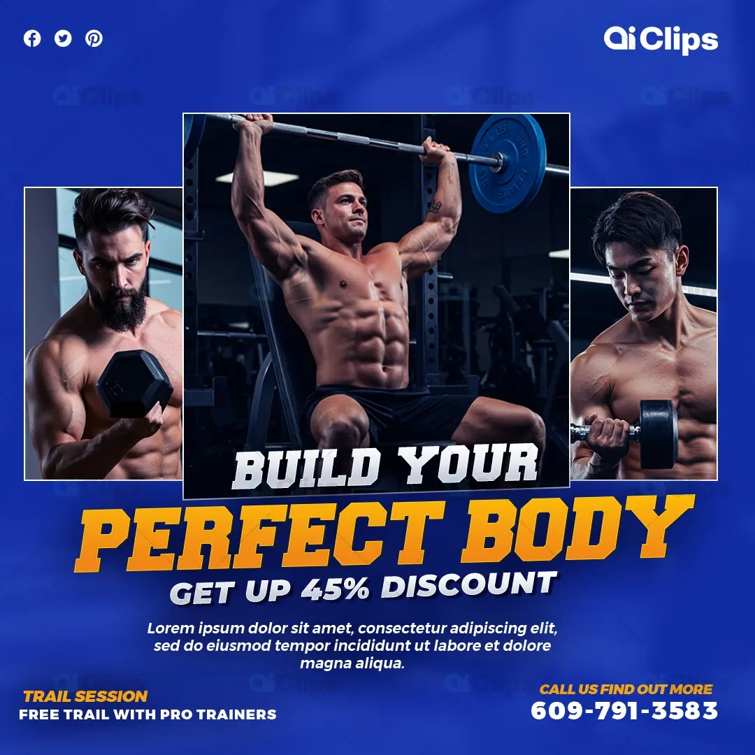 Build Your Perfect Body - Gym Fitness Promotion Banner Template