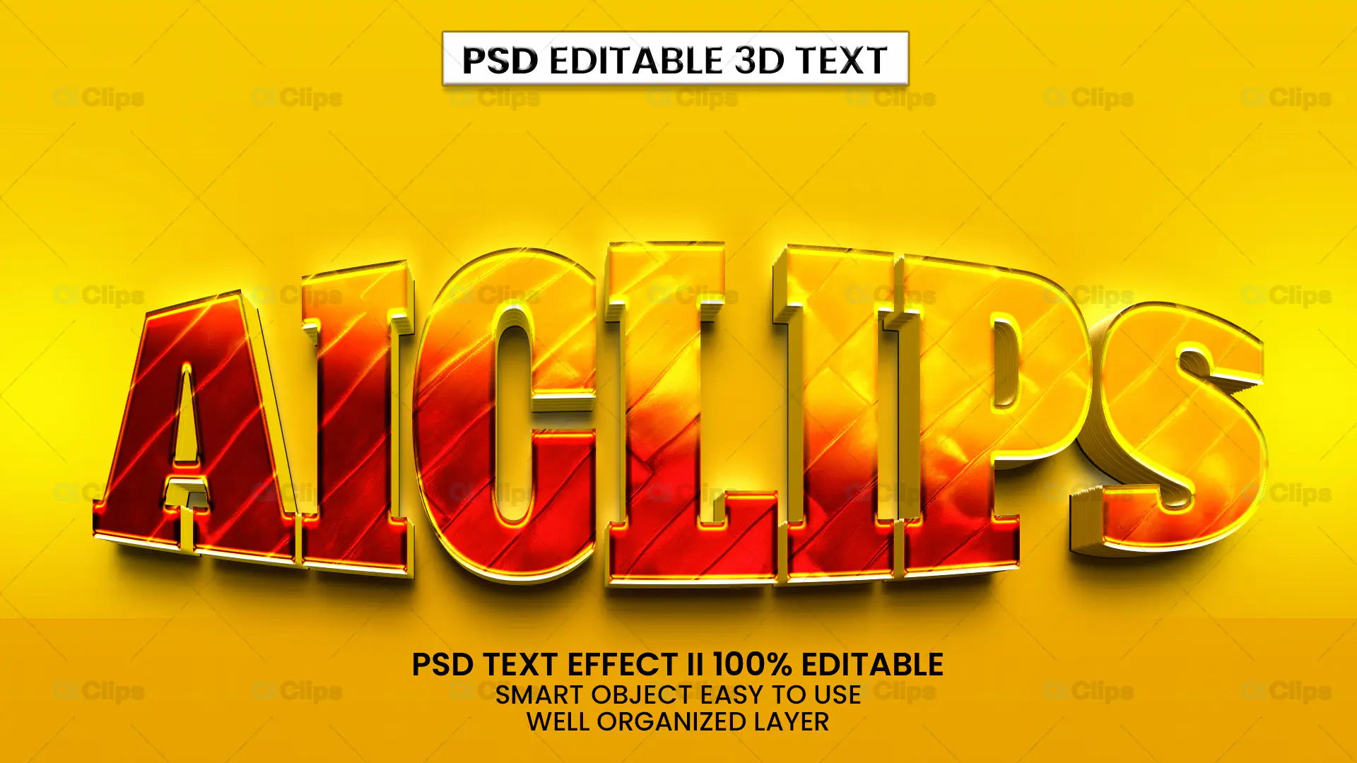 3D Yellow Text Effect PSD