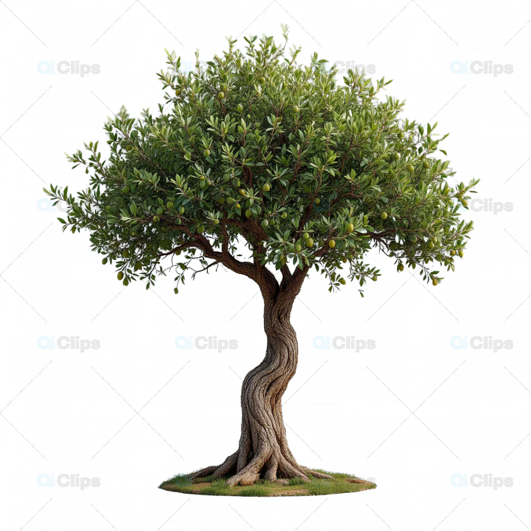 Realistic 3D Olive Tree Model with Twisted Trunk and Lush Foliage