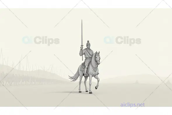 Warrior on Horseback Leading an Army