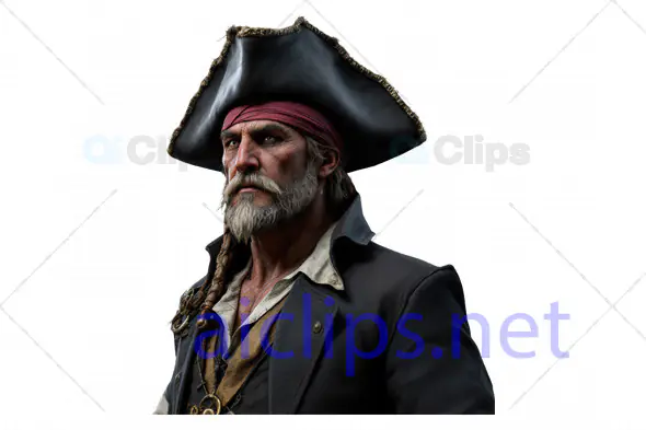 Detailed 3D Model of a Resilient Pirate Captain Portrait