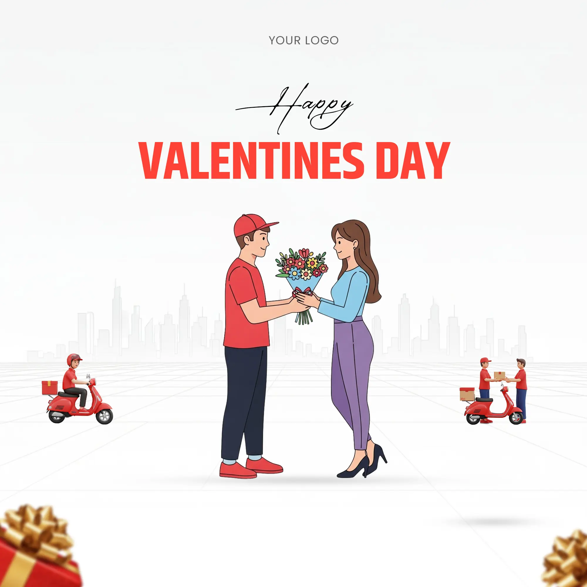 Valentine's Day Delivery Service Promo Template