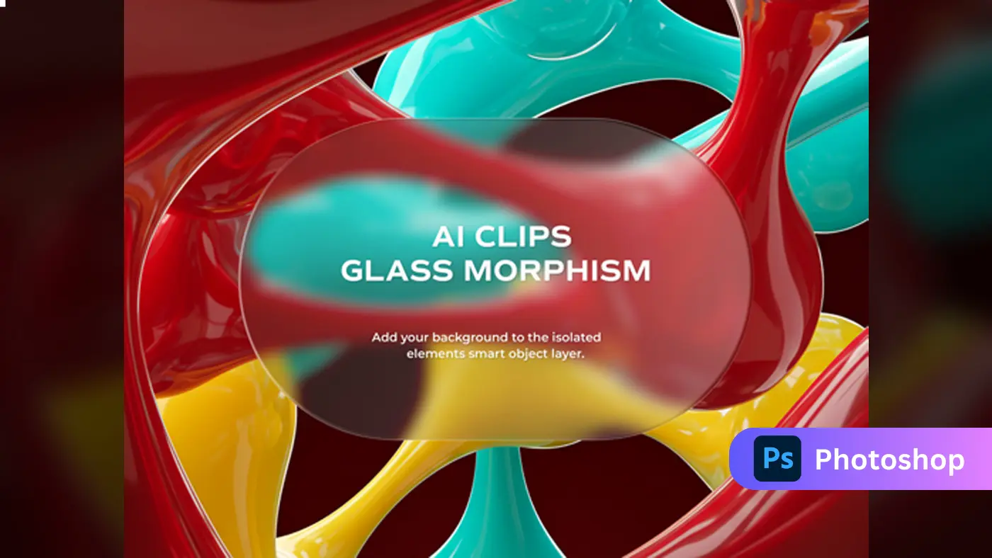 Glass Morphism Mockup with Bold Abstract Background