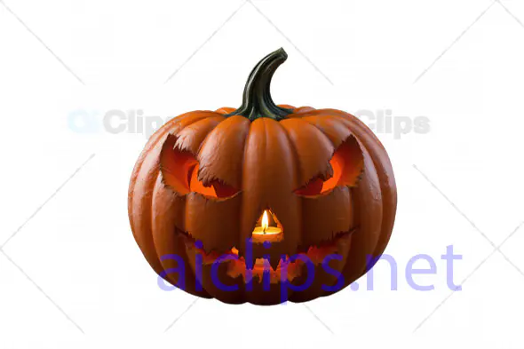 Realistic 3D Jack-O'-Lantern Pumpkin with Candle Light