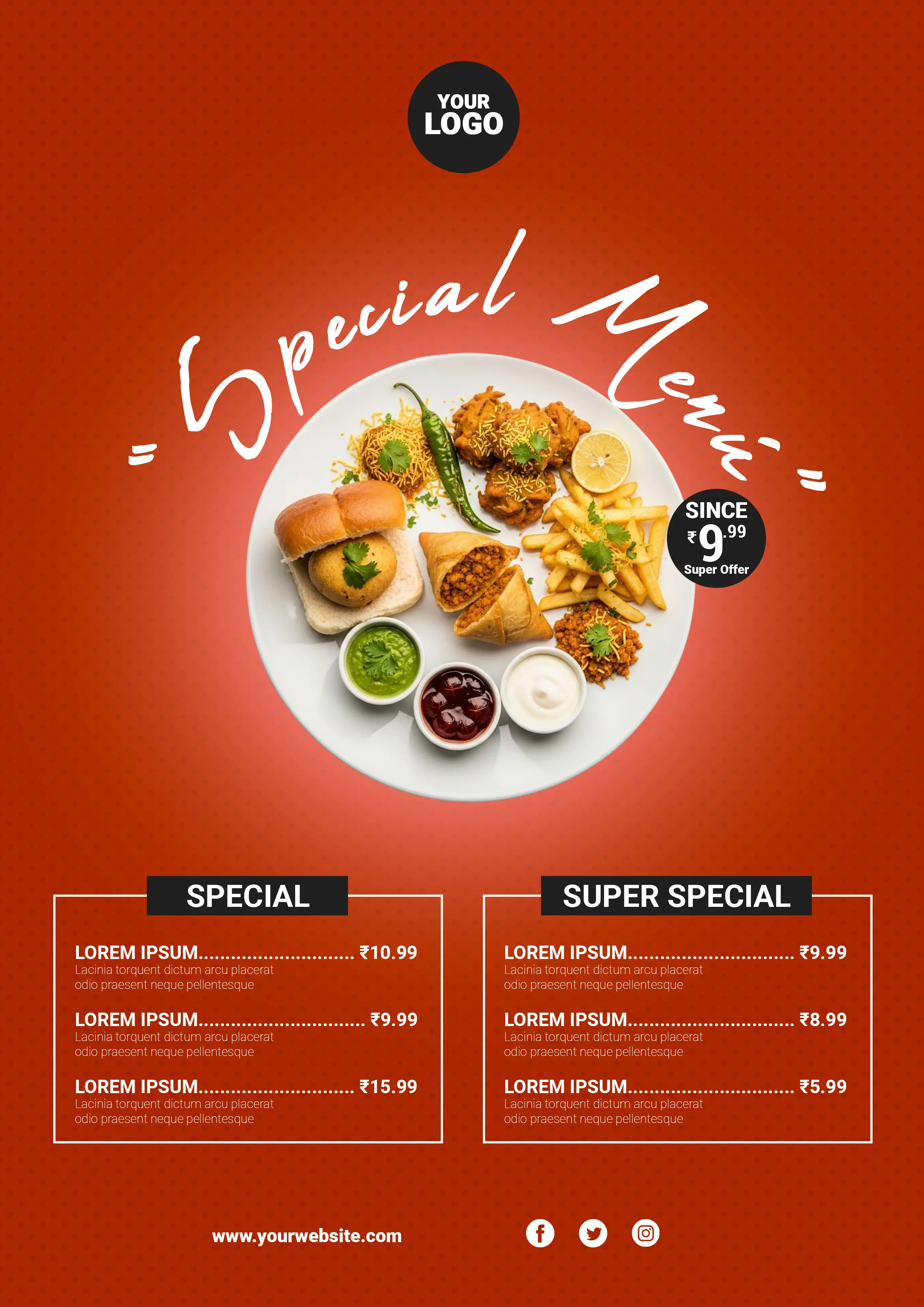 Indian Street Food Special Menu Template
