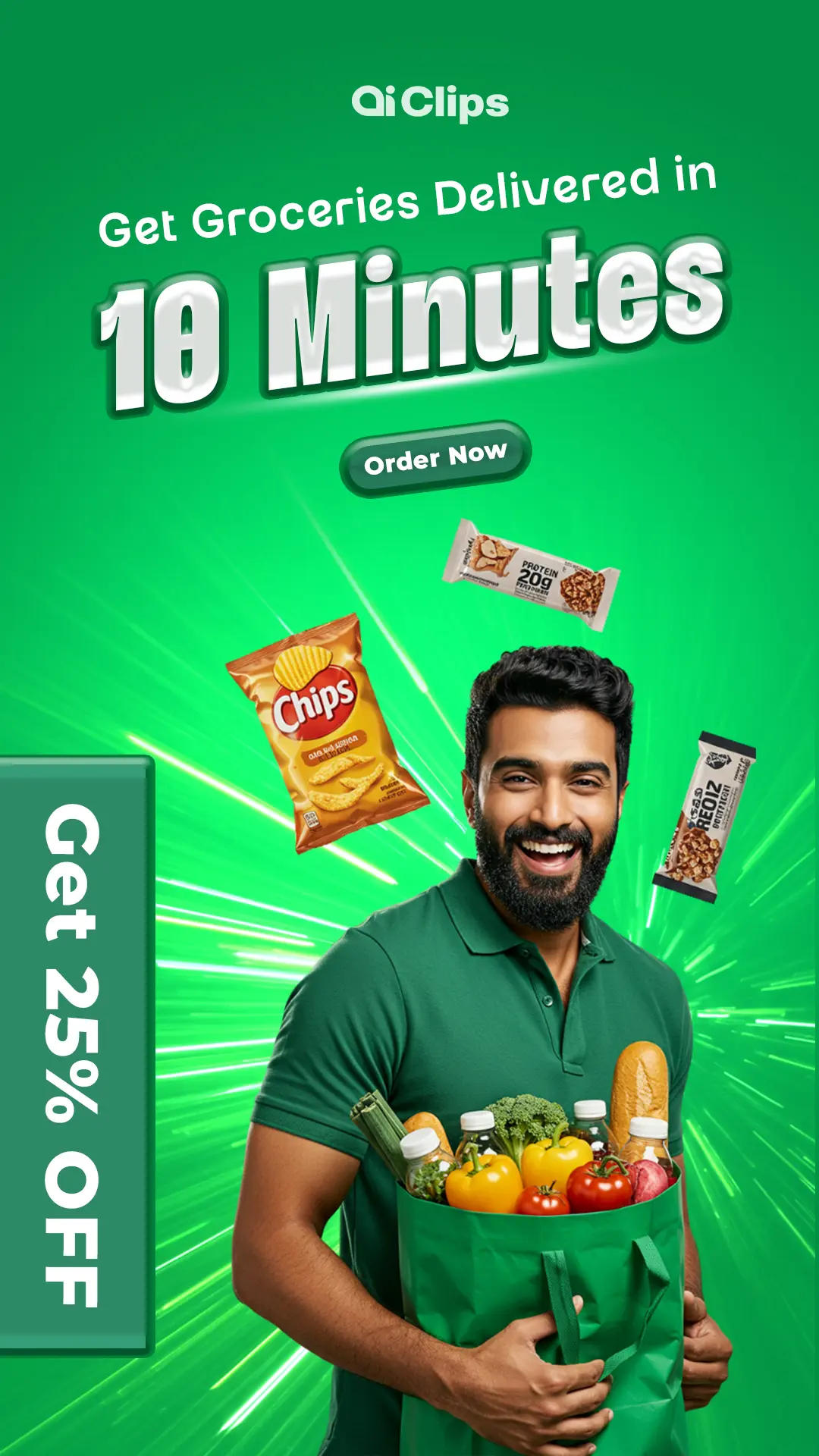 Grocery Delivery PSD Template – Online Shopping Promotion Flyer
