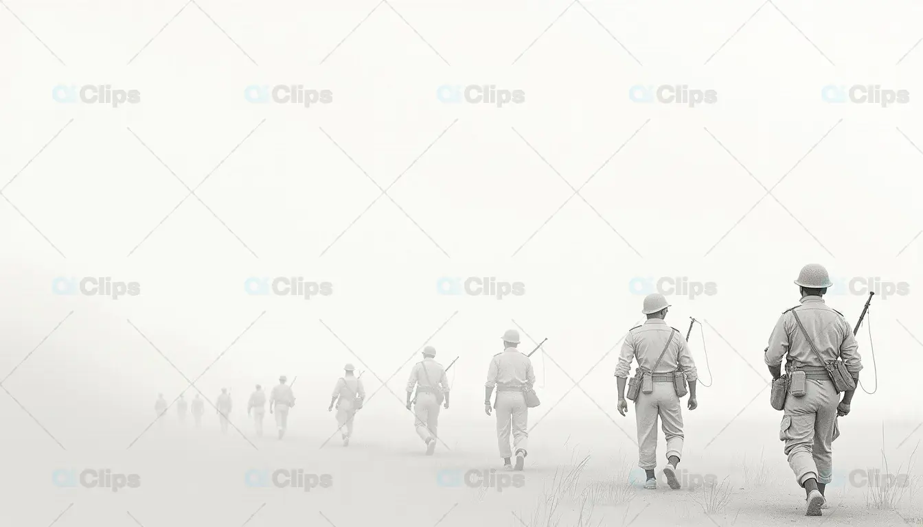 Indian Soldiers Marching in the Mist