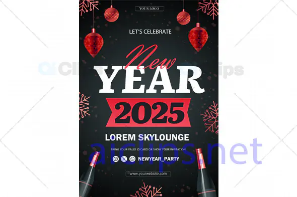 New Year 2025 Party Flyer PSD Template