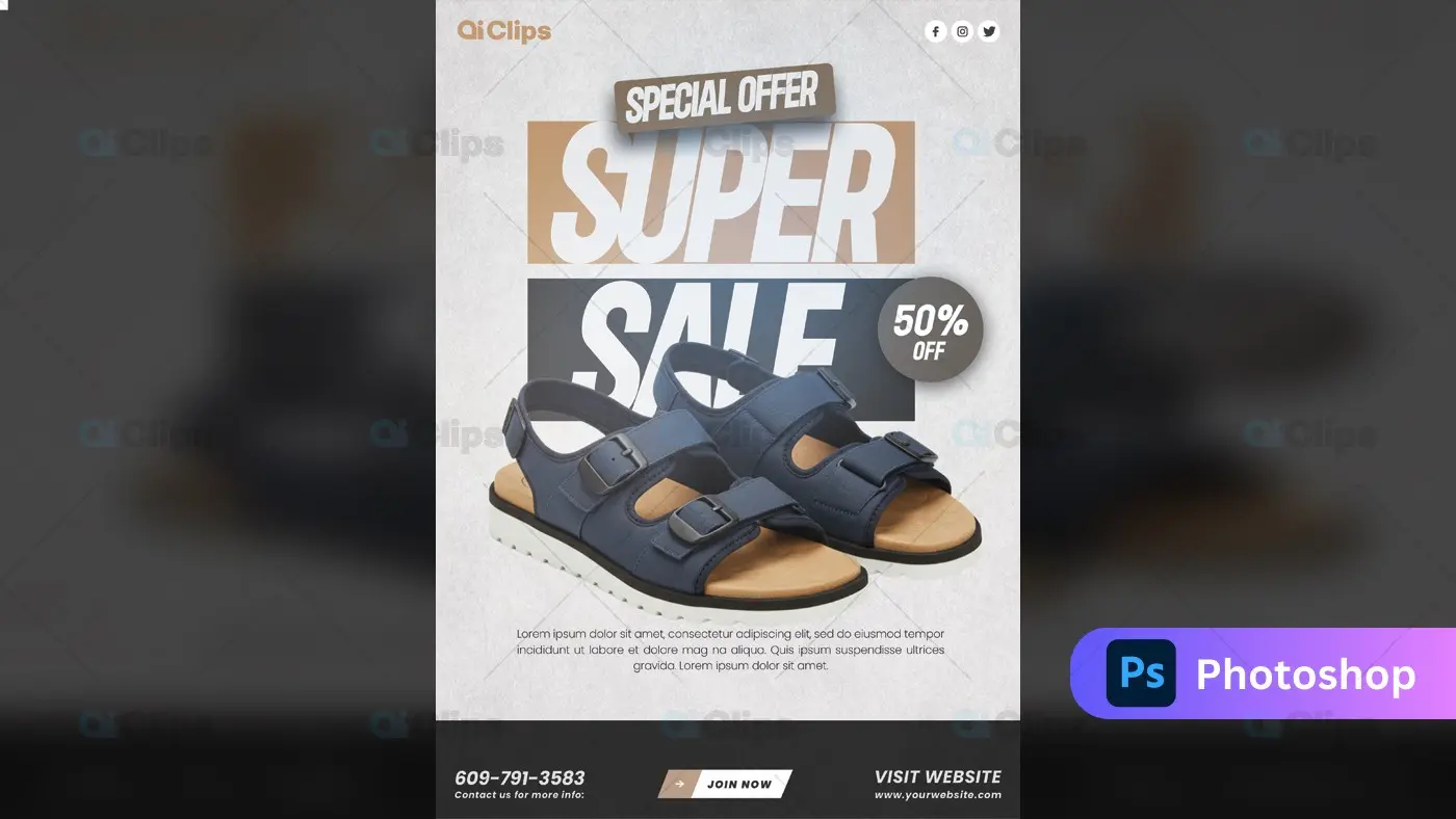 Modern Sandals Super Sale Promotional Template