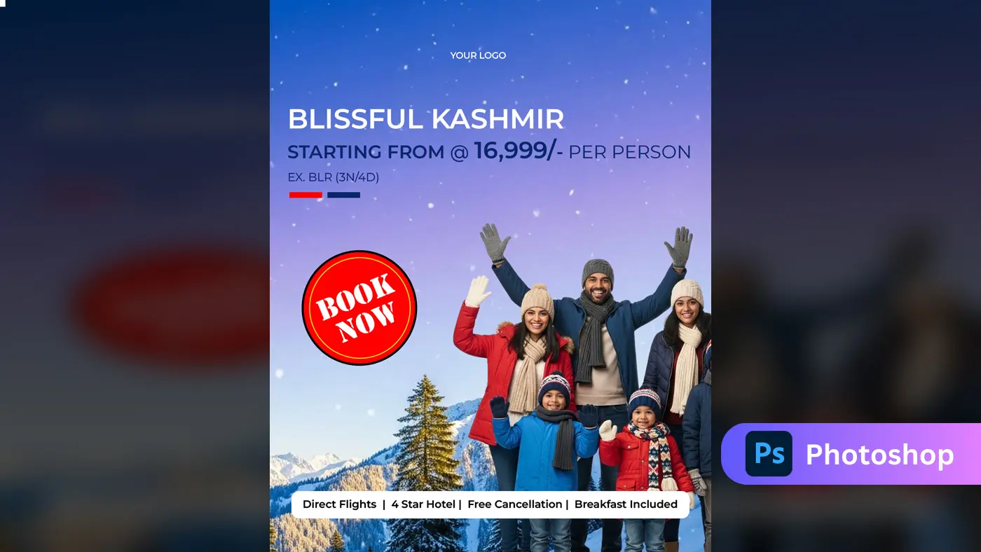 Winter Kashmir Family Tour Ad Template