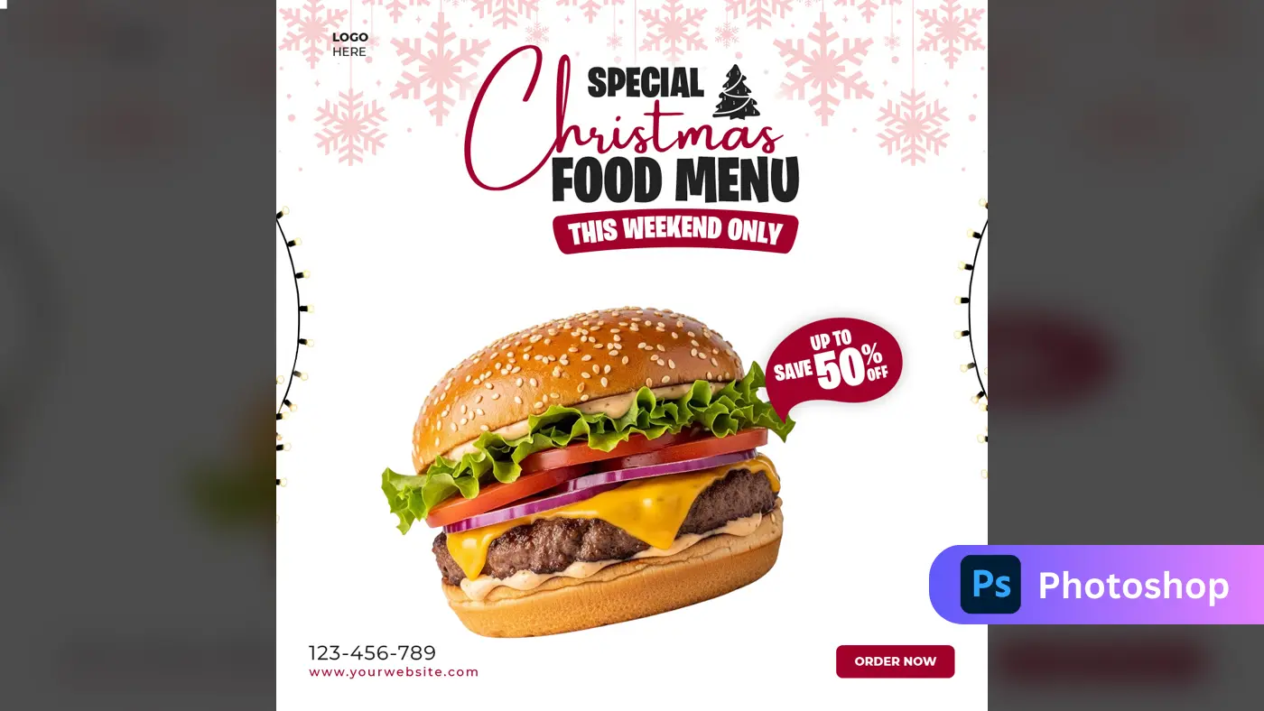 Festive Burger Holiday Menu Promotion Template