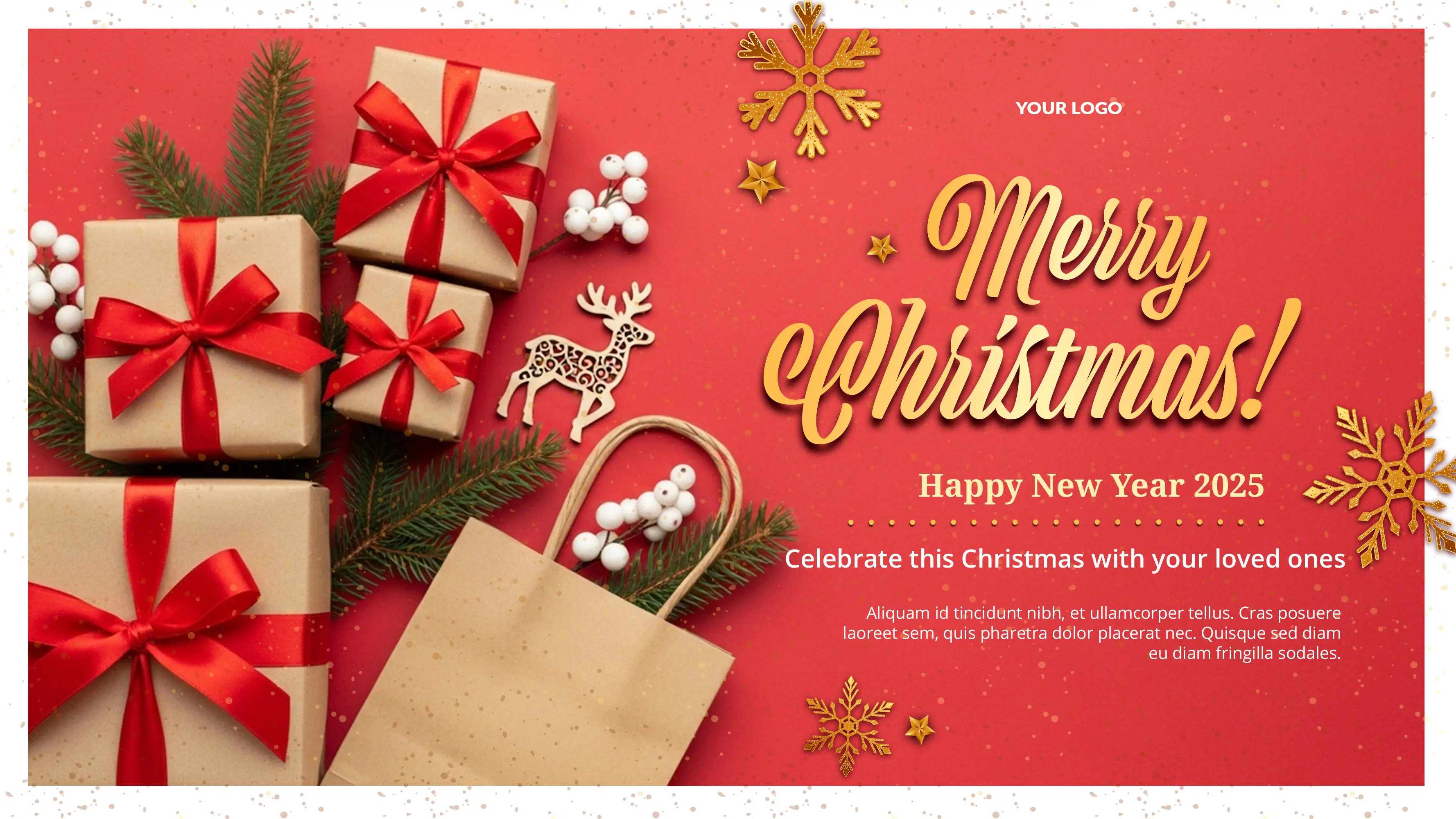 Red Gold Christmas 2025 Greeting Banner Template